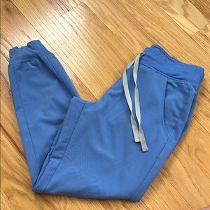 Blue Jogger Pants with Gray Drawstring
